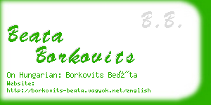beata borkovits business card